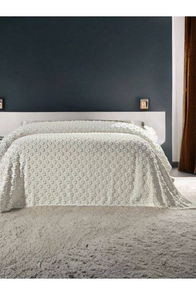 baladı home ev tekstil home collection Pom-Pom Double Pique 1 Piece Measurement 220 × 250 Centimeters Double Bedspread with Embroidery