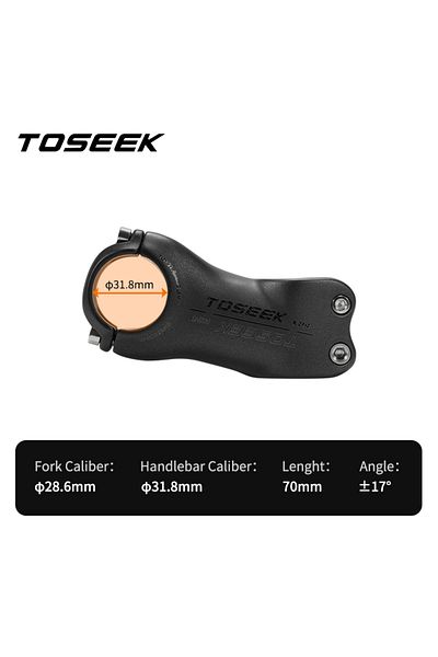 TOSEEK Matt-Angle 17-70mm TOSEEK K04 Carbon Stem 6/17Degree Mountain Bike Stem 31.8mm Handlebar Stems 70/80
