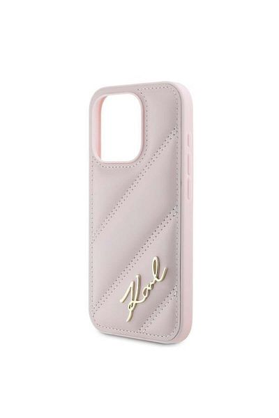 Karl Lagerfeld Carcasă pentru iPhone 15 Pro Max, Diagonal Quilted Script, Karl Lagerfeld - Roz