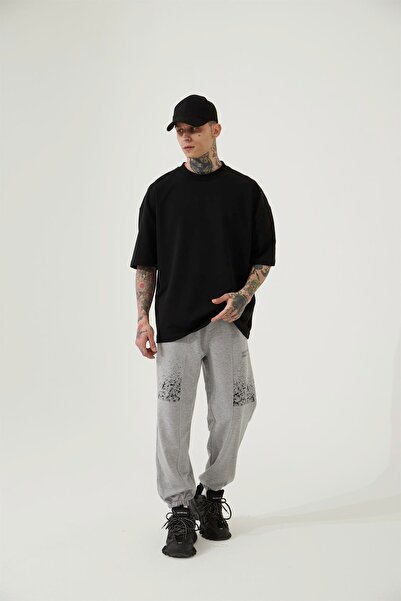 Machinist Ανδρικά Aesthetic Dreams Printed Organic Cotton Jogger Grey Melange Sweatpants