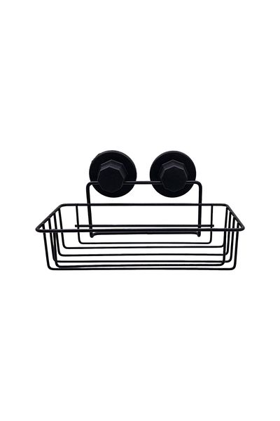 flores Bathroom shelf, metal, mechanical or suction cup attachment, matte black, SV401B, 250 x 130 mm
