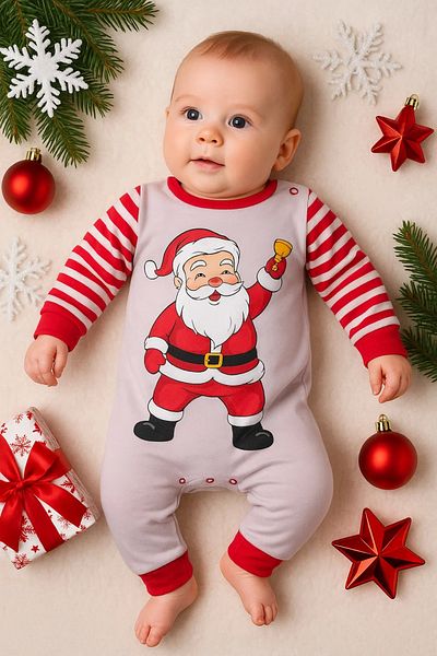 Babydonat Santa Claus Detailed Baby Jumpsuit 100% Cotton