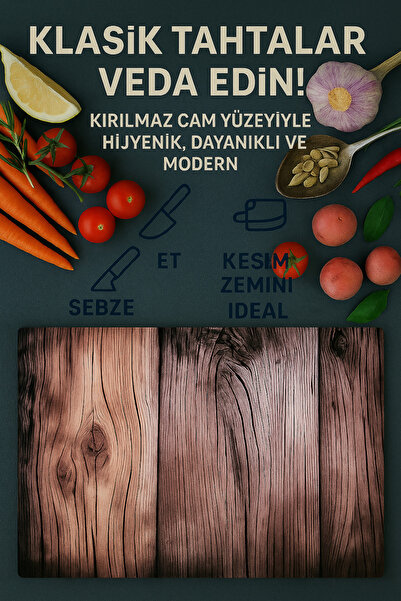 Hansel Cam Kesme Tahtası Ve Sunum Tablası Kırılmaz Çizilmez Kaymaz 35cm X 25cm