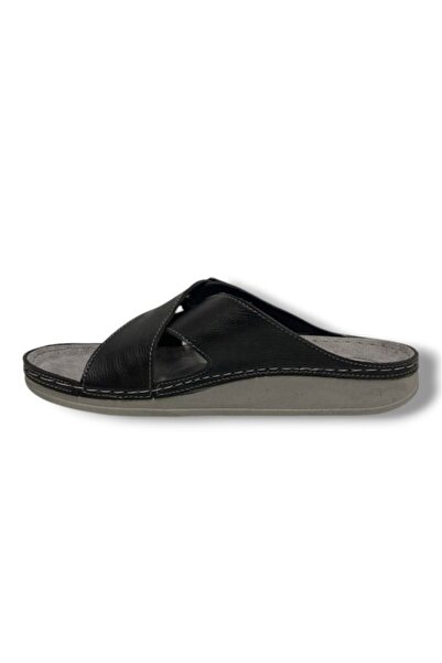 Enova E504-25 Deri Anatomik Çapraz Bant Erkek Terlik