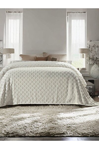 baladı home ev tekstil home collection Pom-Pom Double Pique 1 Piece Measurement 220 × 250 Centimeters Double Bedspread with Embroidery