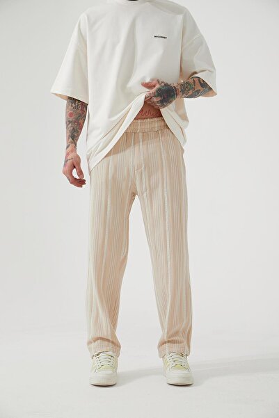 Machinist Men's Maroken Barbaros Striped Relaxed Baggy Stone Sweatpants