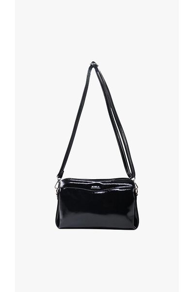 SOSELA 67-6012 Women's Daine Wrinkled Patent Leather Black Portfolio Bag