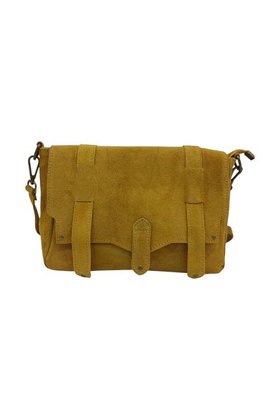 EVoStyle EVoStyle ME25 Bag, Genuine Italian Suede Leather, Mustard Yellow Color, 29 x 19 x 10.50 cm