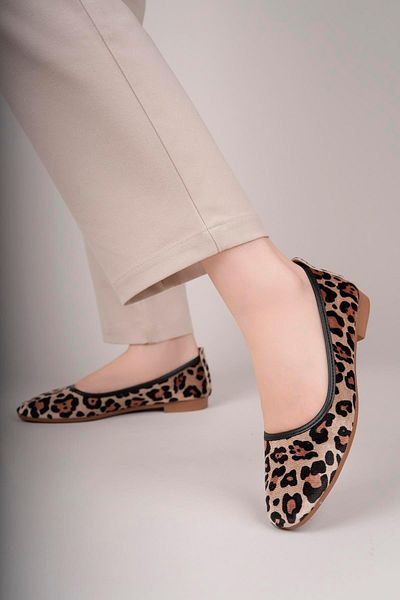 Aymood Flat Bucket Women's Ballerina Leopard Skin