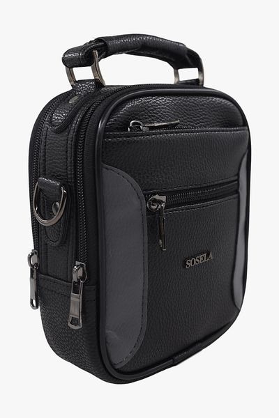 SOSELA 45-3024 Large Size Men's Black-Grey Handbag