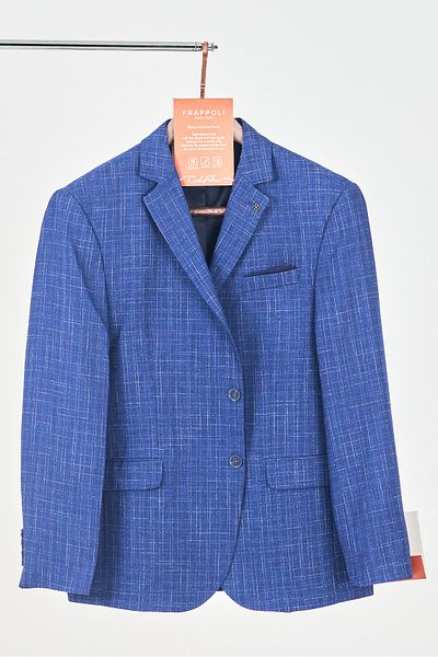 Frappoli Мъжко тъмносиньо сако с моно яка Acario Slim Fit (голям размер - King Size)