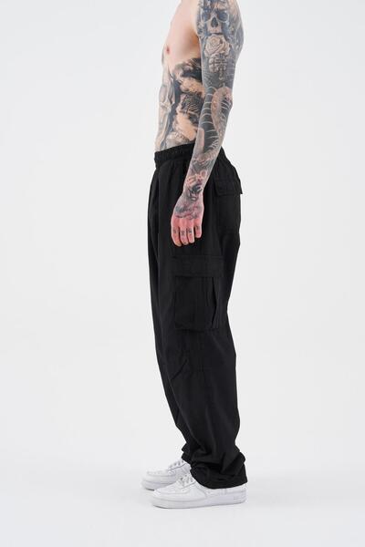 Machinist Men's Black Parachute Cargo Pants