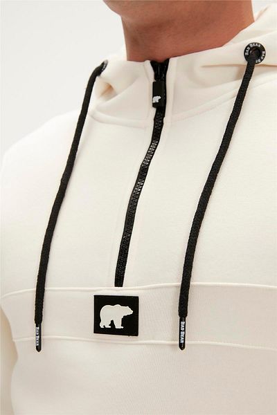Bad Bear Ecru Men's Sweatshirt - Defense Half-Zip Hoodie, 19.02.27.027