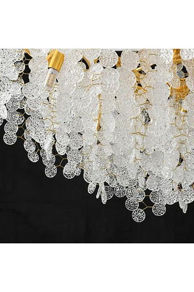 qwell Modern white snow chandelier, gold, snow crystal