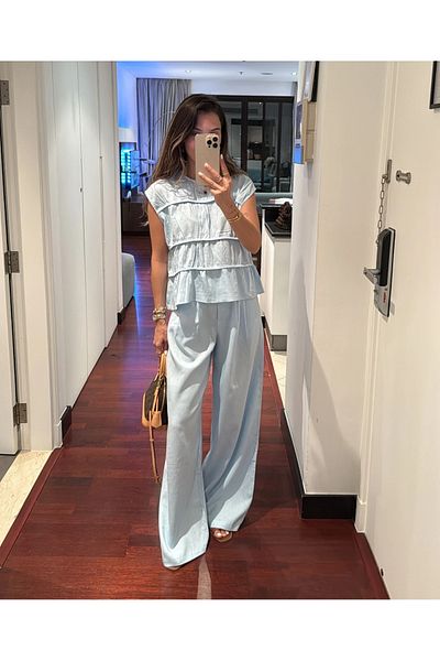 My Blog Σετ παντελόνι μπλούζας Blue Milora - 2025145
