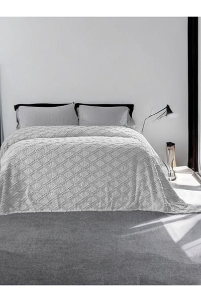 baladı home ev tekstil home collection Pom-Pom Double Pique 1 Piece Measurement 220 × 250 Centimeters Double Bedspread with Embroidery