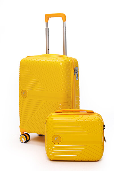 ELATAE Exclusive Pro Polipropilen Kırılmaz 2'li Valiz Seti Kabin Boy ve Makyaj 2'li Set 5239