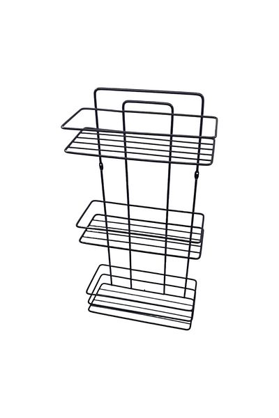 flores Bathroom shelf, metal, three rectangular shelves, matt black, SB006B, 270 x 110 mm