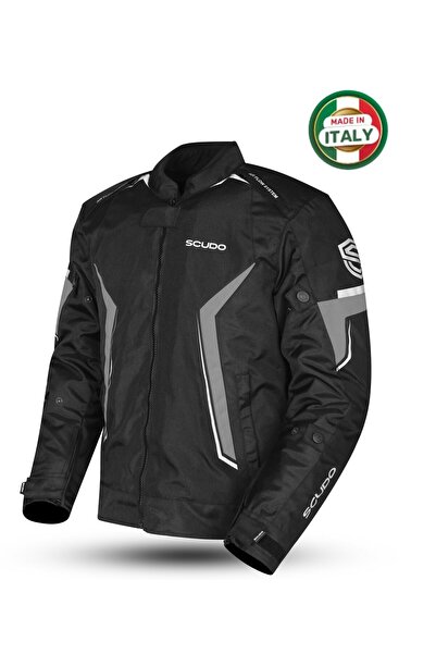 Scudo Roma 4 Mevsim Erkek Motosiklet Ceketi Siyah/Gri