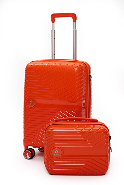 ELATAE Exclusive Pro Polipropilen Kırılmaz 2'li Valiz Seti Kabin Boy ve Makya...