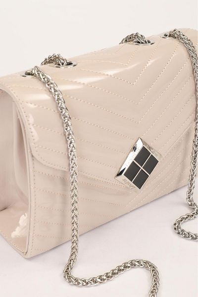Levidor Mink Patent Leather Quilted Shoulder Bag