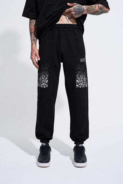 Machinist Ανδρικό Aesthetic Dreams Printed Relaxed Jogger Black Sweatpants