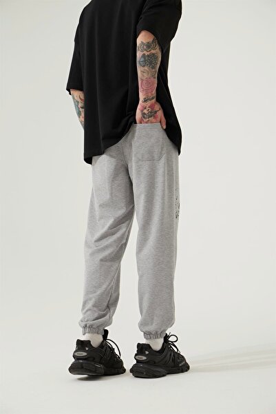 Machinist Ανδρικά Aesthetic Dreams Printed Organic Cotton Jogger Grey Melange Sweatpants