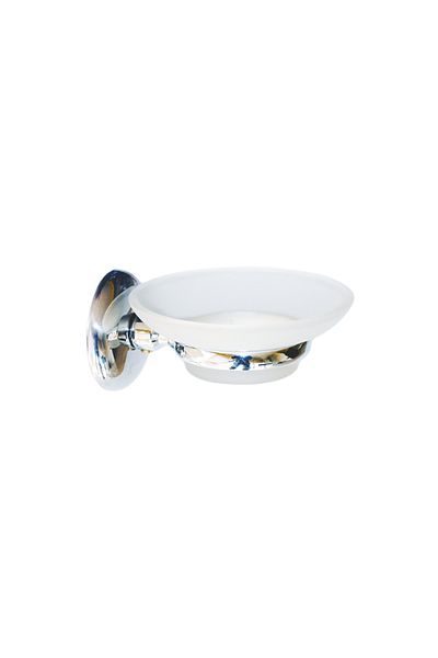 flores Chromed metal stand, with soap dish, matt white