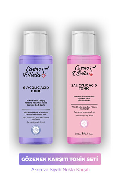 Carino E Bella Gözenek Karşıtı Tonik Seti Tüm Cilt Tipleri İçin 200ml x 2
