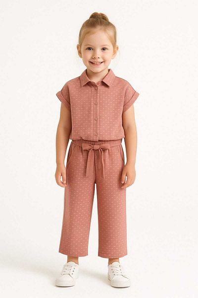 gigigiyim Girl's Suit with Small Embroidered Shirt