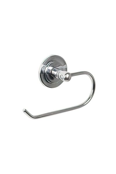 flores Metal holder, with hook, for toilet paper, adhesive fastening, shiny chrome, 160 mm