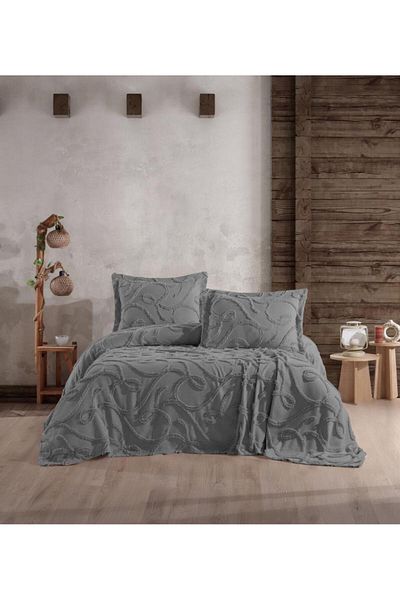 Stylish Home Bed Blanket 240 X 260 With 2 Pillowcase 50 X 70 Eta Antracit