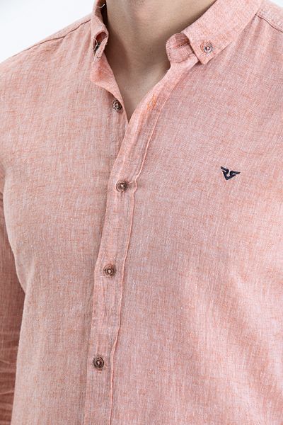 Klothy Men's Collared Long Sleeve Linen Shirt 2198