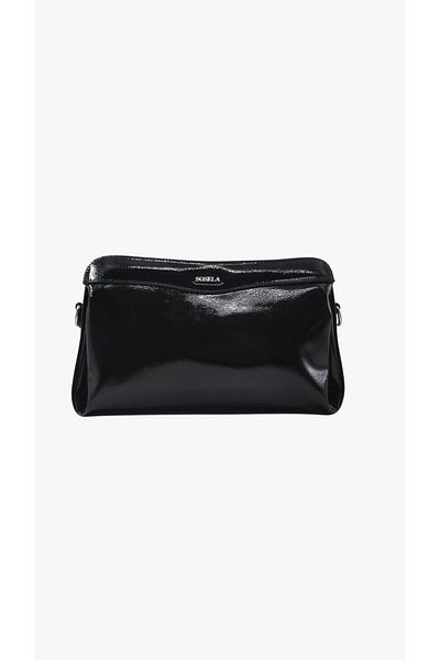 SOSELA 67-6012 Women's Daine Wrinkled Patent Leather Black Portfolio Bag
