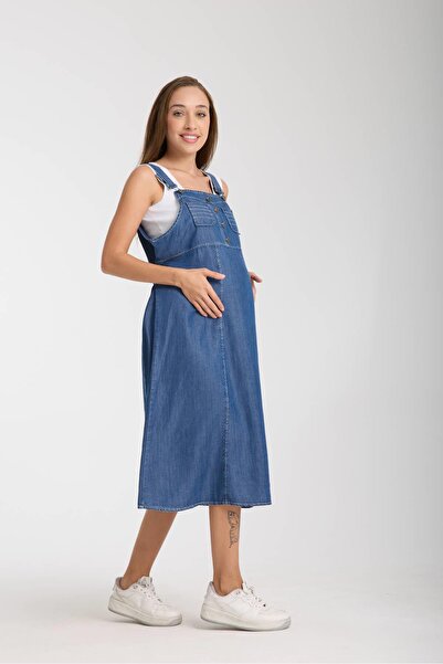 Işşıl IŞŞIL 4560-Lyocell Κρεμαστό Φόρεμα Μίντι Μήκους Έγκυος Gardener