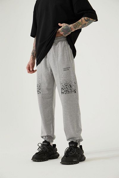 Machinist Ανδρικά Aesthetic Dreams Printed Organic Cotton Jogger Grey Melange Sweatpants