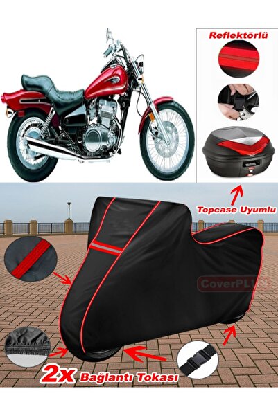 CoverPlus Kawasaki EN 500 قماش القنب الأسود Topcase الخلفي متوافق مع القماش ا...