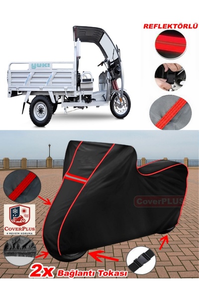 CoverPlus Yuki YK- 250 ZH Ayder Tarpaulin أسود للدراجات النارية من القماش الم...