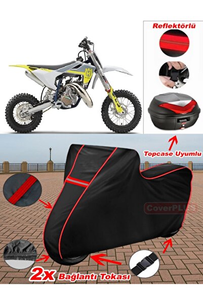 CoverPlus Husqvarna TC 65 قماش القنب الأسود Topcase الخلفي متوافق مع القماش ا...
