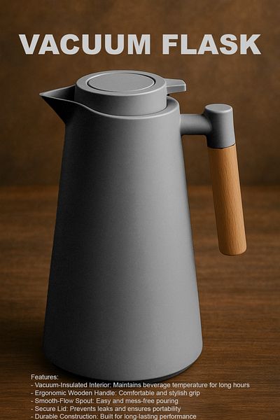 TrentonGCC Premium Vacuum Flask with Wooden Handle - Set of 2