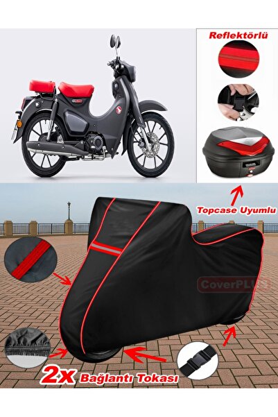 CoverPlus هوندا C125 سوبر شبل القماش المشمع الأسود Topcase الخلفي حقيبة متواف...