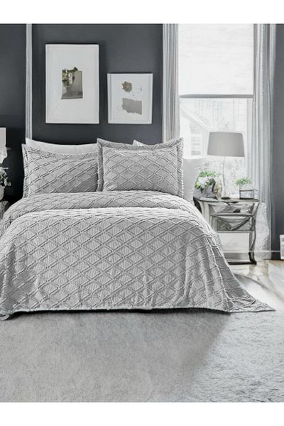 baladı home ev tekstil home collection Double Pompom Bedspread (Set 3 Pieces) Bedspread and 2 Pillowcases