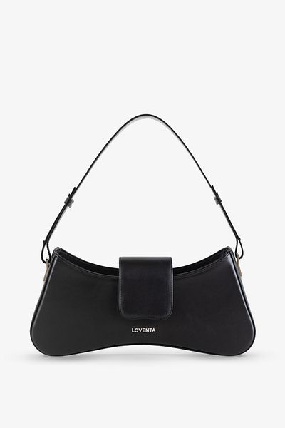 LOVENTA Adjustable Strap Shoulder Bag Greta Black