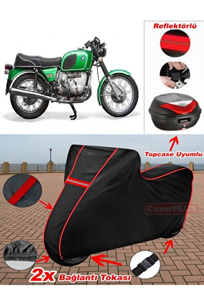 CoverPlus Bmw R 60-6 قماش القماش الأسود Topcase الخلفي متوافق مع القماش القما...