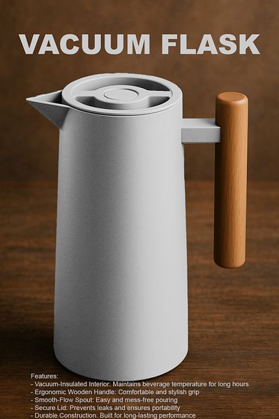 TrentonGCC Premium Vacuum Flask with Wooden Handle - Set of 2
