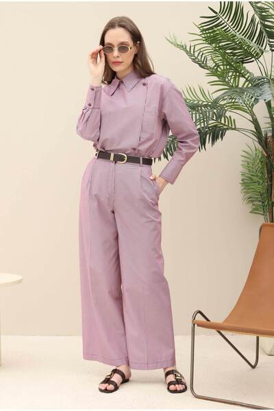 HEQA Pantaloni cu picioare late cu dungi Roșu Claret