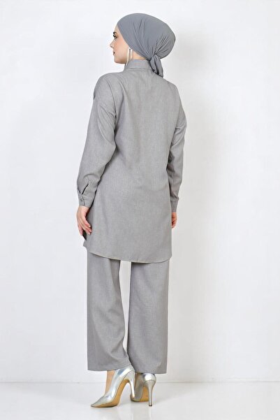 Missvalle Κοστούμι με κορδόνια στη μέση γκρι 19220