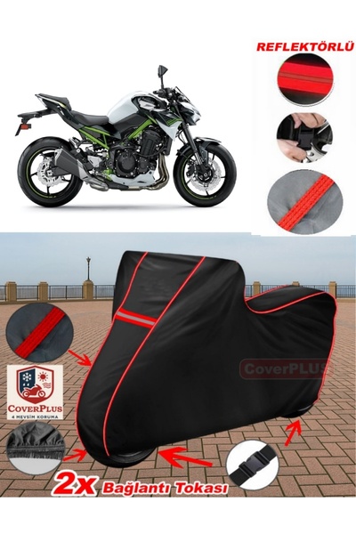 CoverPlus ل Kawasaki Z 900 SE القماش المشمع الأسود للدراجات النارية القماش ال...