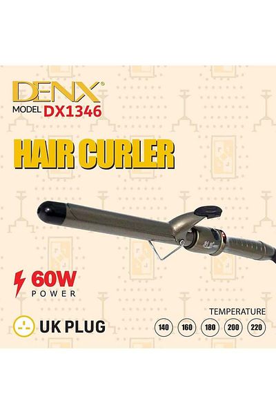 Denx مكواة تجعيد الشعر بقوة 60 واط ودرجة حرارة تصل إلى 220 درجة من دينكس متعدد الألوان