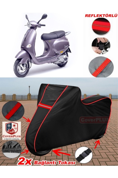 CoverPlus قماش مشمع أسود مشمع للدراجات النارية Piaggio ET4 150 غطاء المحرك غط...